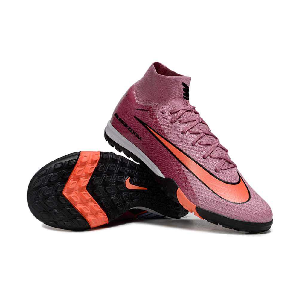 Chuteira Society Nike Air Zoom Mercurial Superfly 10 Elite TF Rosê e Laranja