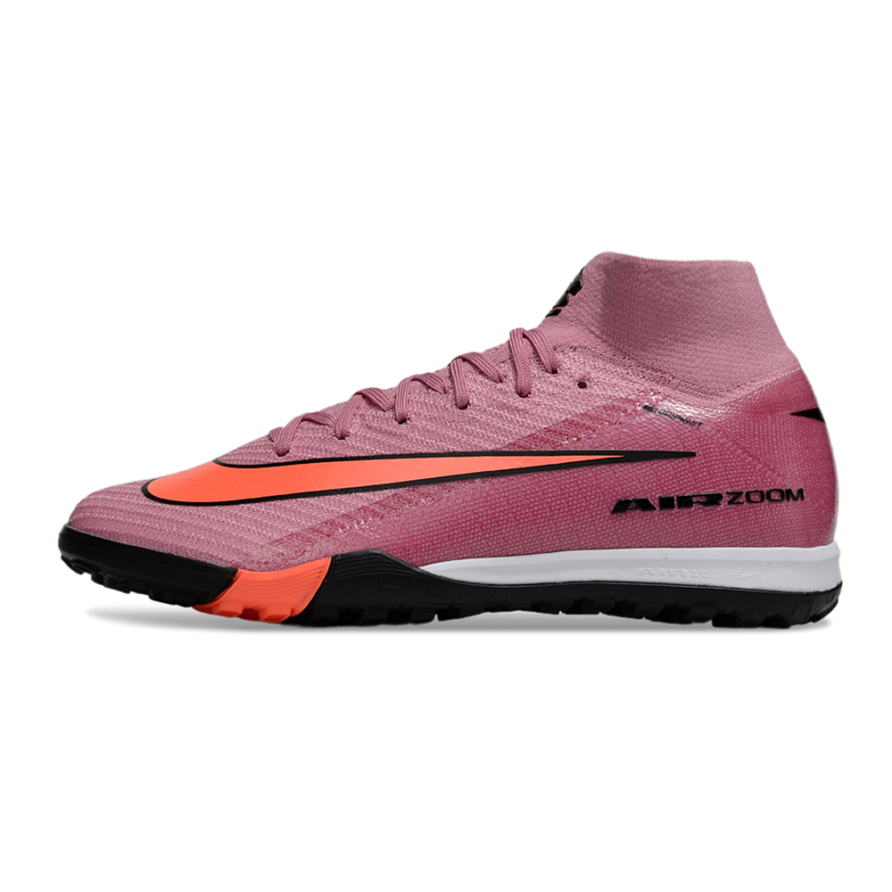 Chuteira Society Nike Air Zoom Mercurial Superfly 10 Elite TF Rosê e Laranja