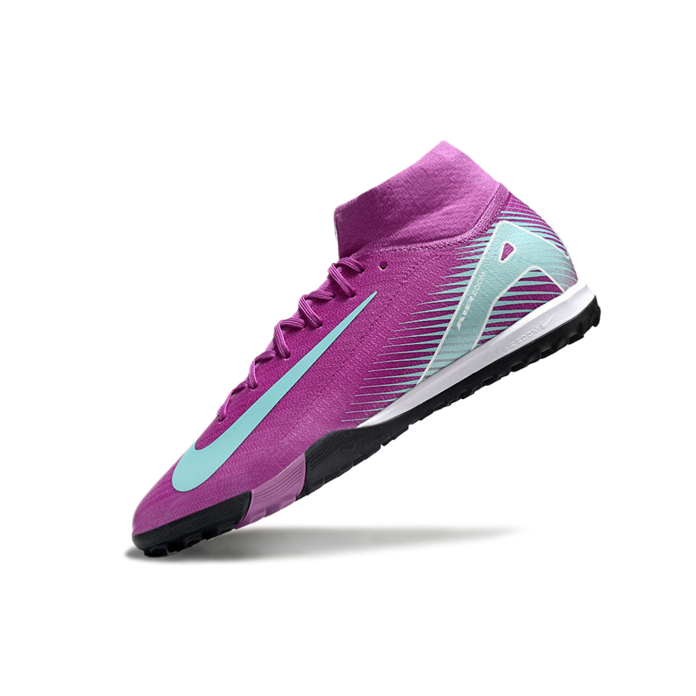 Chuteira Society Nike Air Zoom Mercurial Superfly 10 Elite TF Roxo e Verde