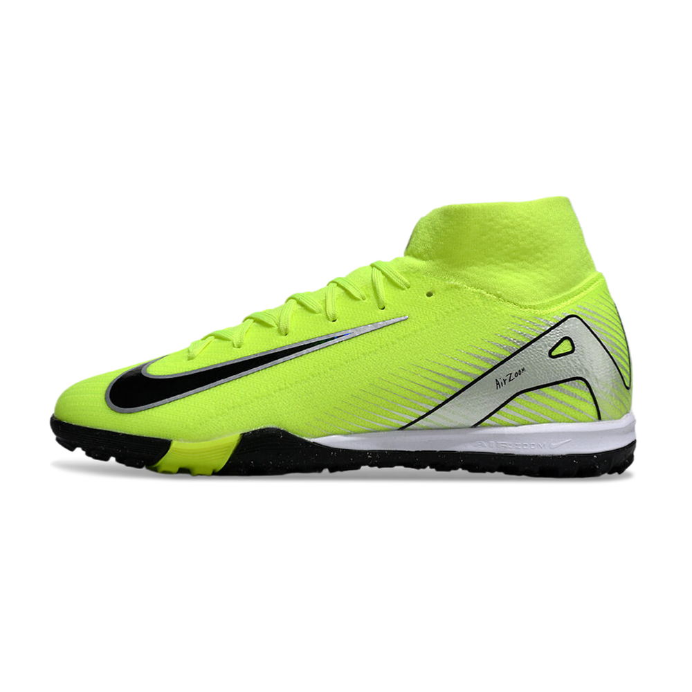 Chuteira Society Nike Air Zoom Mercurial Superfly 10 Elite TF Verde e Preta 