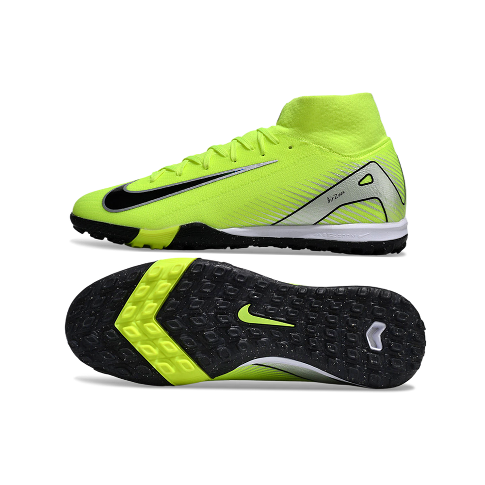 Chuteira Society Nike Air Zoom Mercurial Superfly 10 Elite TF Verde e Preta 