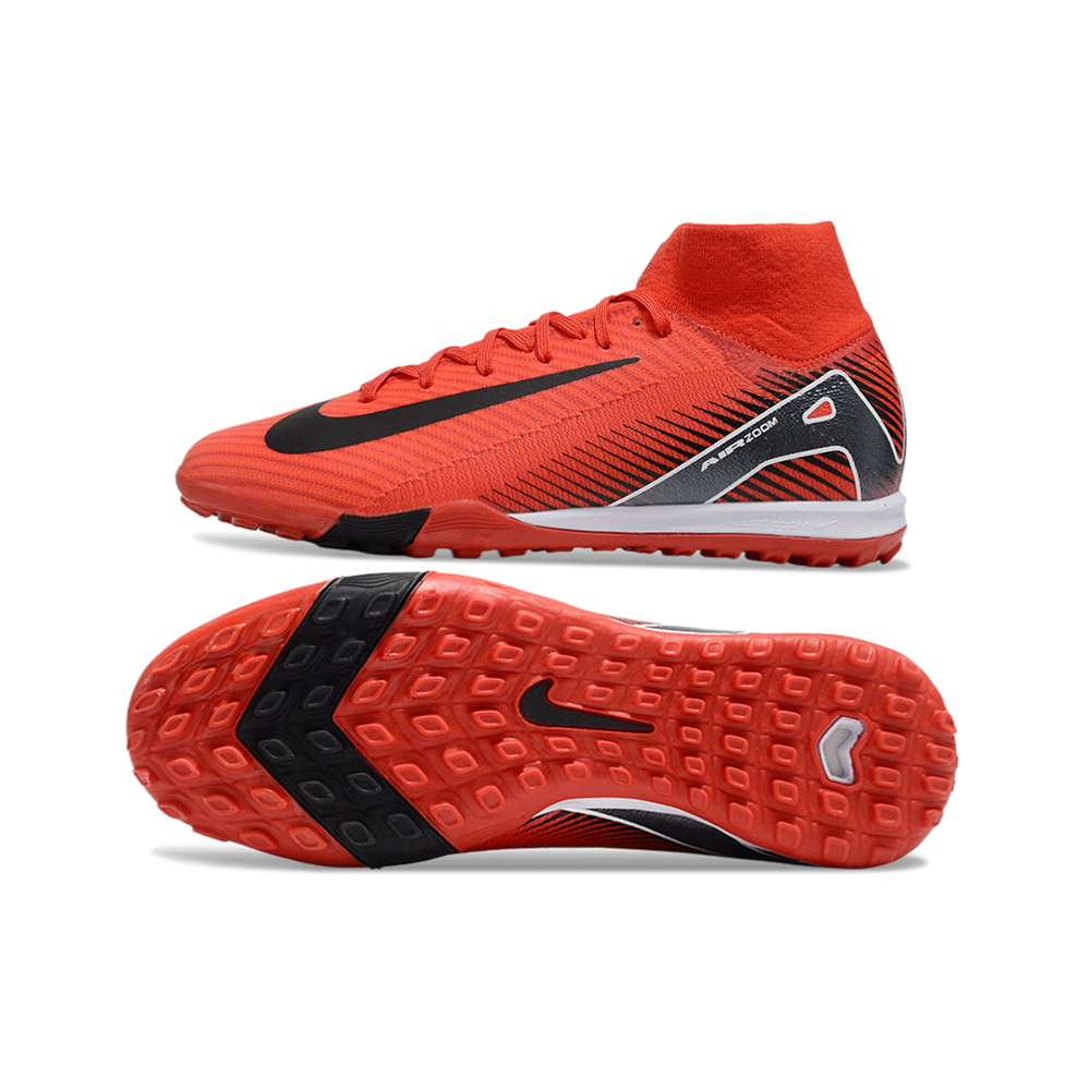 Chuteira Society Nike Air Zoom Mercurial Superfly 10 Elite TF Vermelha e Preta