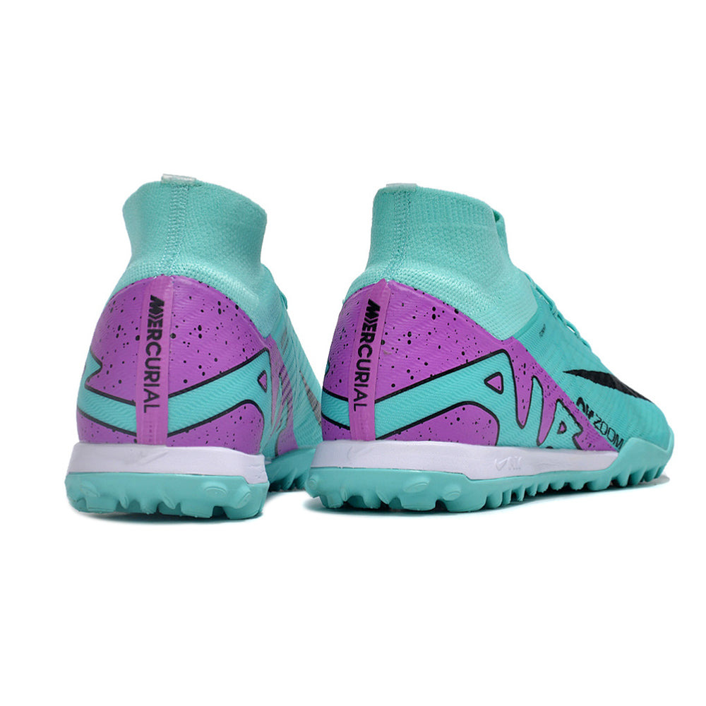 Chuteira Society Nike Air Zoom Mercurial Superfly 9 Elite TF Azul e Roxo 