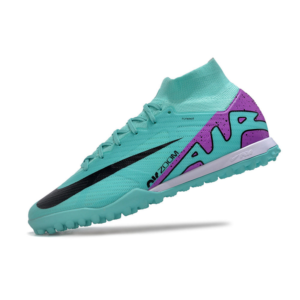 Chuteira Society Nike Air Zoom Mercurial Superfly 9 Elite TF Azul e Roxo 