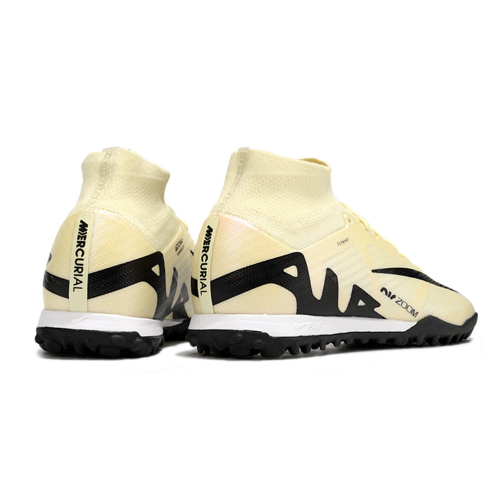Chuteira Society Nike Air Zoom Mercurial Superfly 9 Elite TF Bege e Preta 