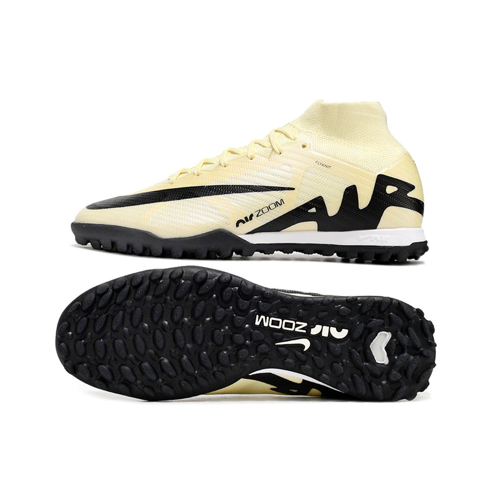 Chuteira Society Nike Air Zoom Mercurial Superfly 9 Elite TF Bege e Preta 
