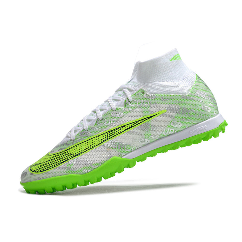 Chuteira Society Nike Air Zoom Mercurial Superfly 9 Elite TF Branca e Verde