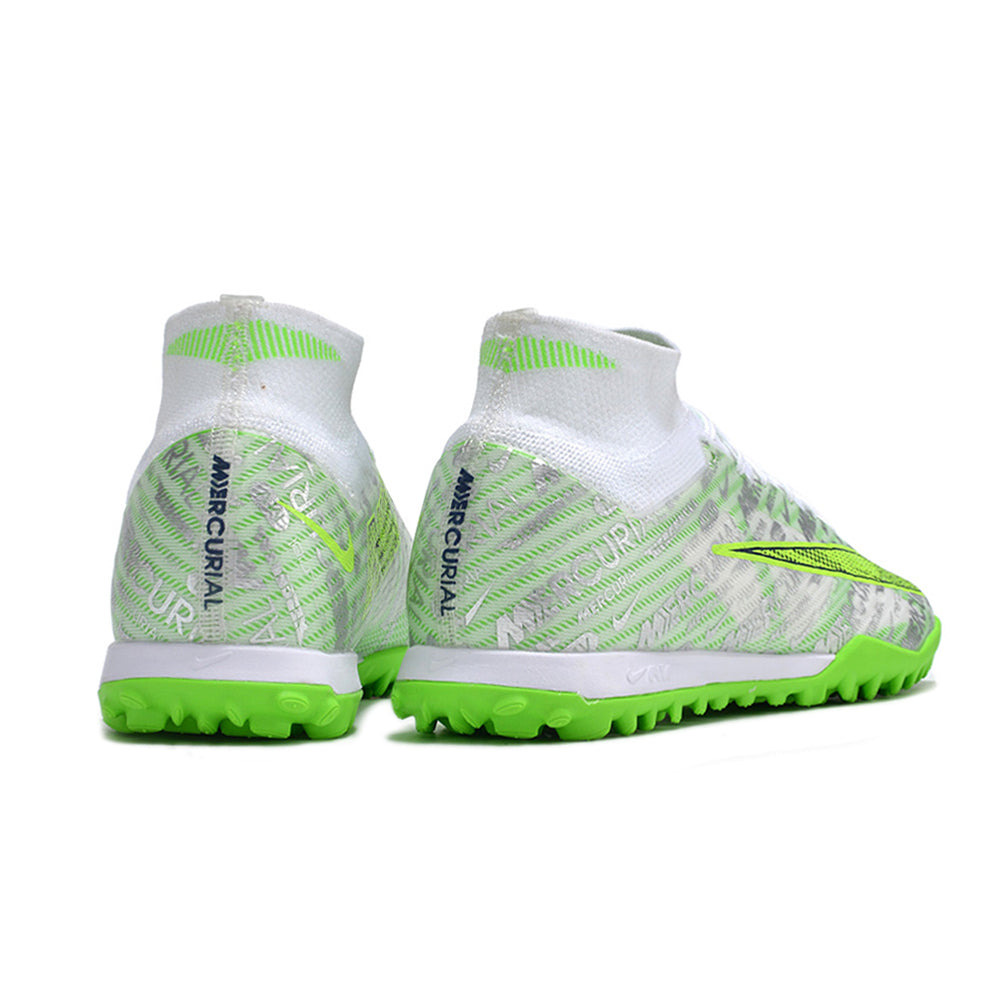 Chuteira Society Nike Air Zoom Mercurial Superfly 9 Elite TF Branca e Verde