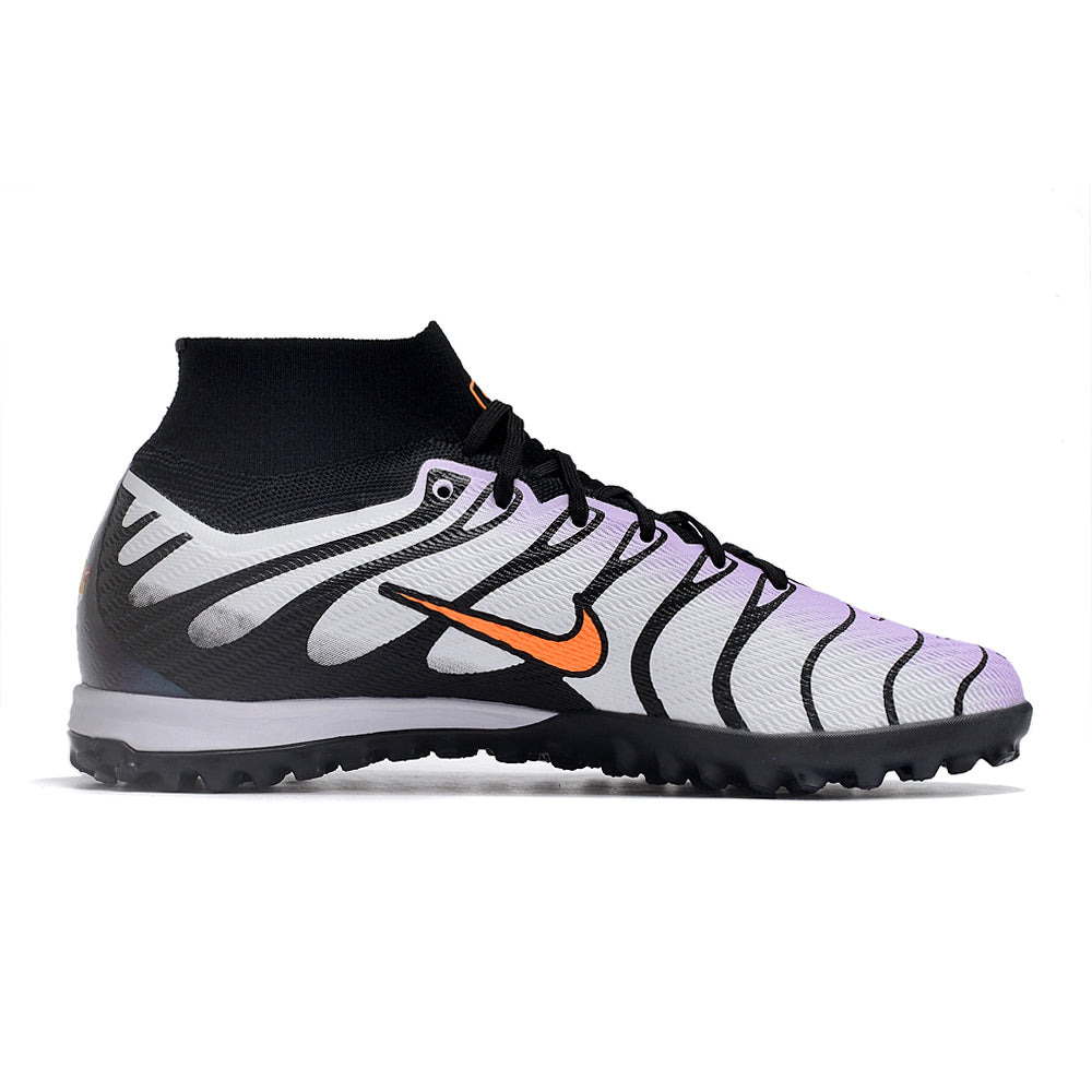 Chuteira Society Nike Air Zoom Mercurial Superfly 9 Elite TF Branca, Roxa e Preta
