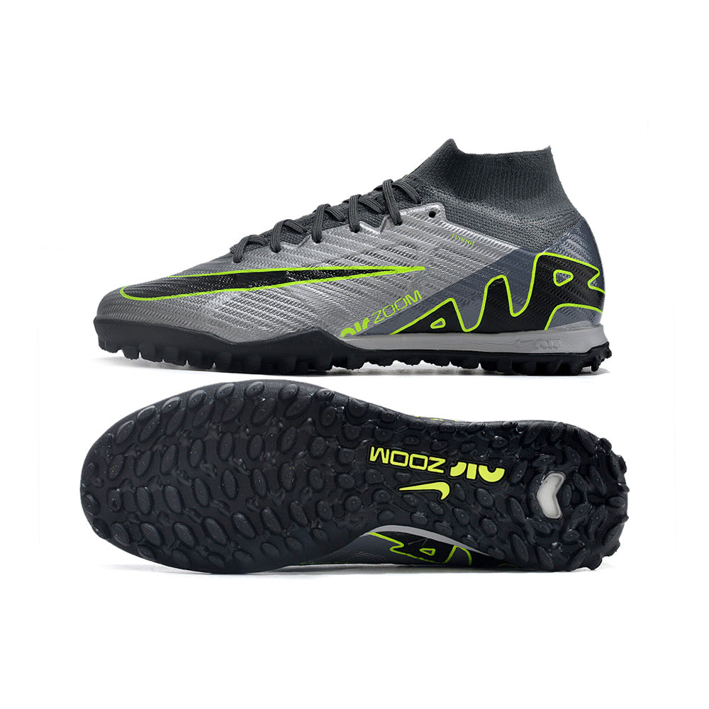 Chuteira Society Nike Air Zoom Mercurial Superfly 9 Elite TF Cinza e Verde