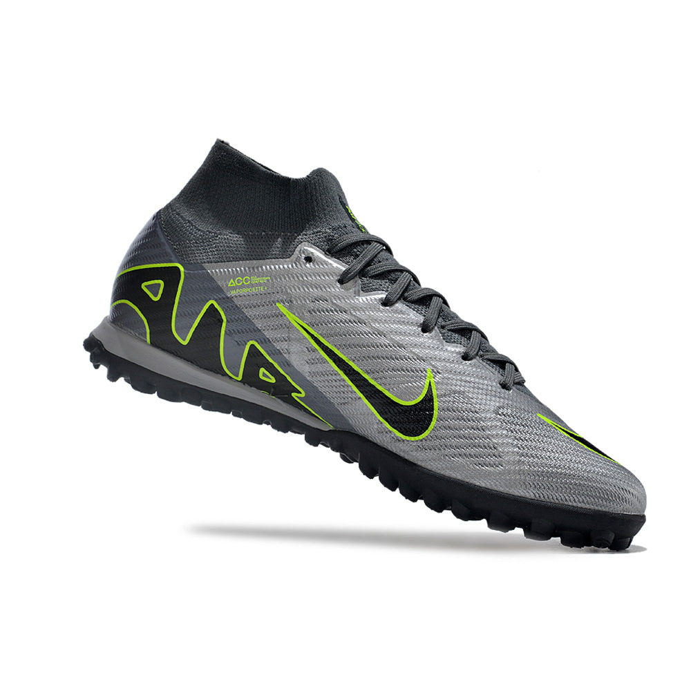Chuteira Society Nike Air Zoom Mercurial Superfly 9 Elite TF Cinza e Verde