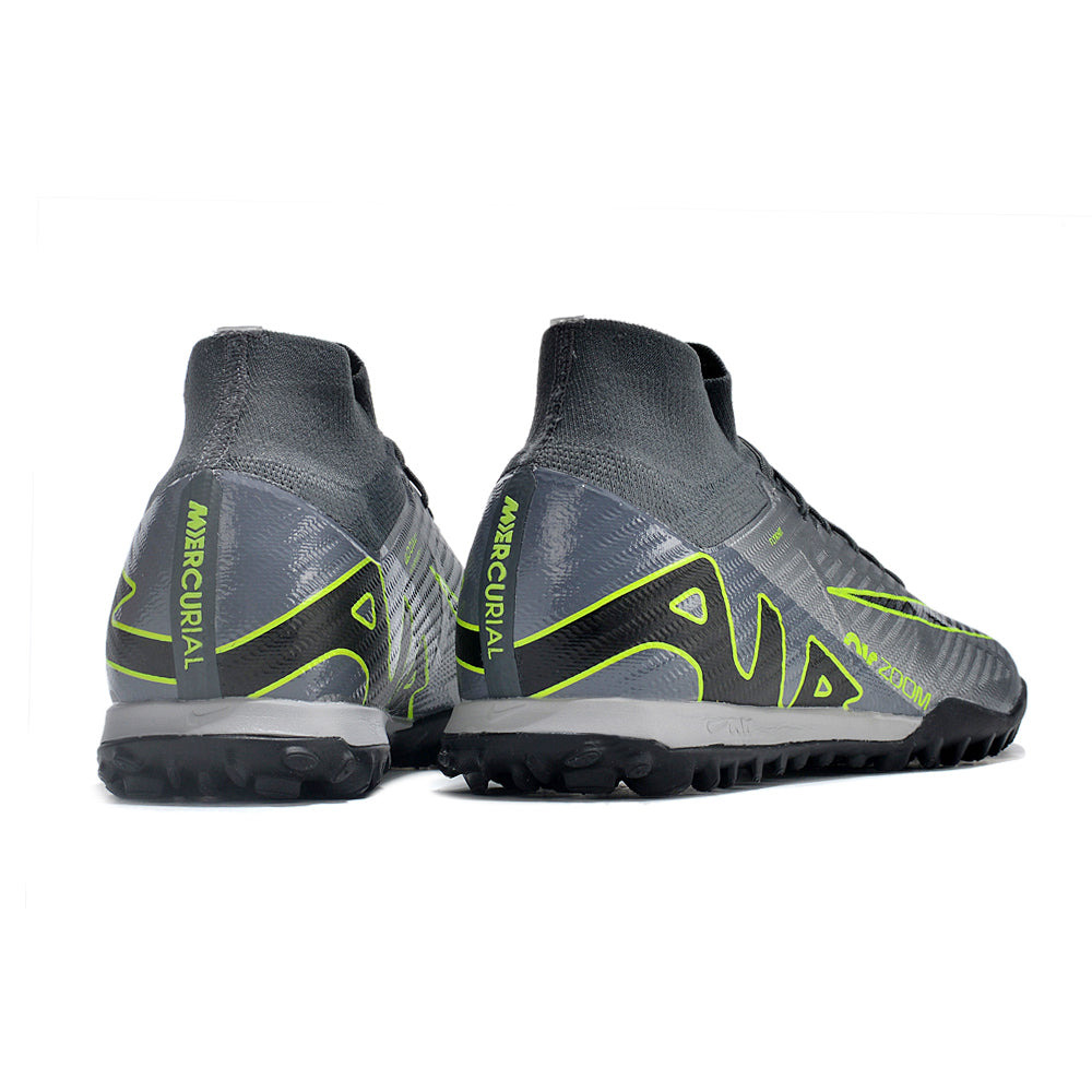 Chuteira Society Nike Air Zoom Mercurial Superfly 9 Elite TF Cinza e Verde