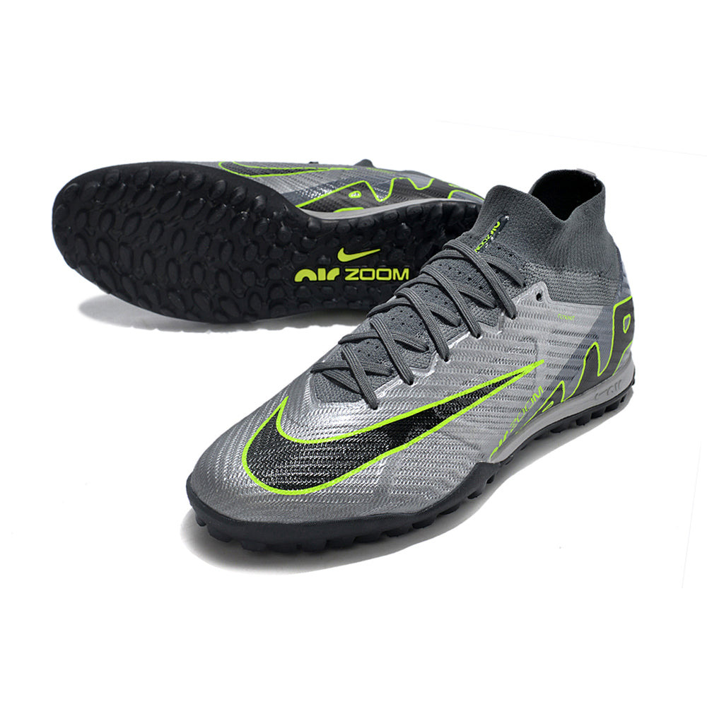 Chuteira Society Nike Air Zoom Mercurial Superfly 9 Elite TF Cinza e Verde