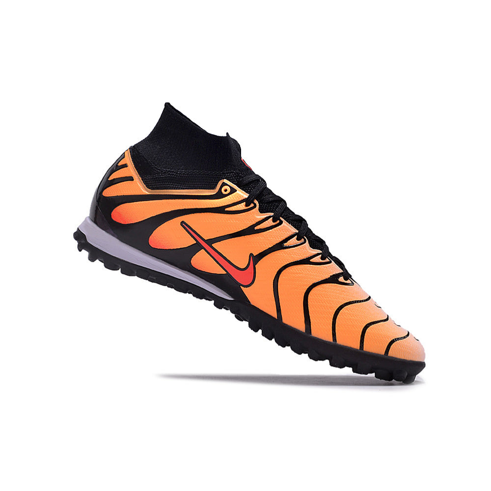 Chuteira Society Nike Air Zoom Mercurial Superfly 9 Elite TF Laranja e Preta 