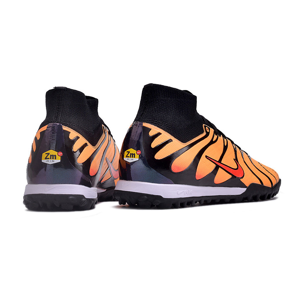 Chuteira Society Nike Air Zoom Mercurial Superfly 9 Elite TF Laranja e Preta 