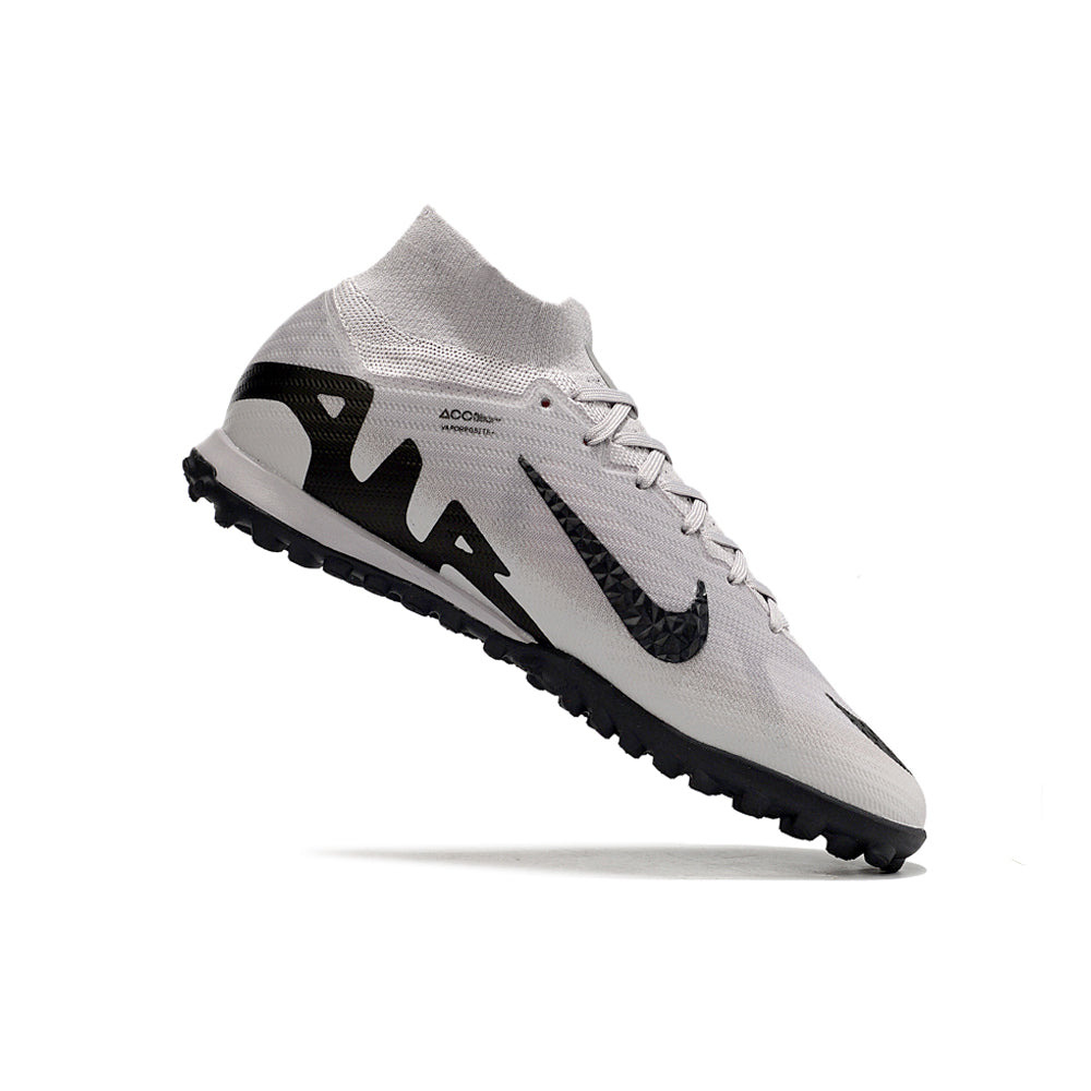 Chuteira Society Nike Air Zoom Mercurial Superfly 9 Elite TF Prata e Preta 