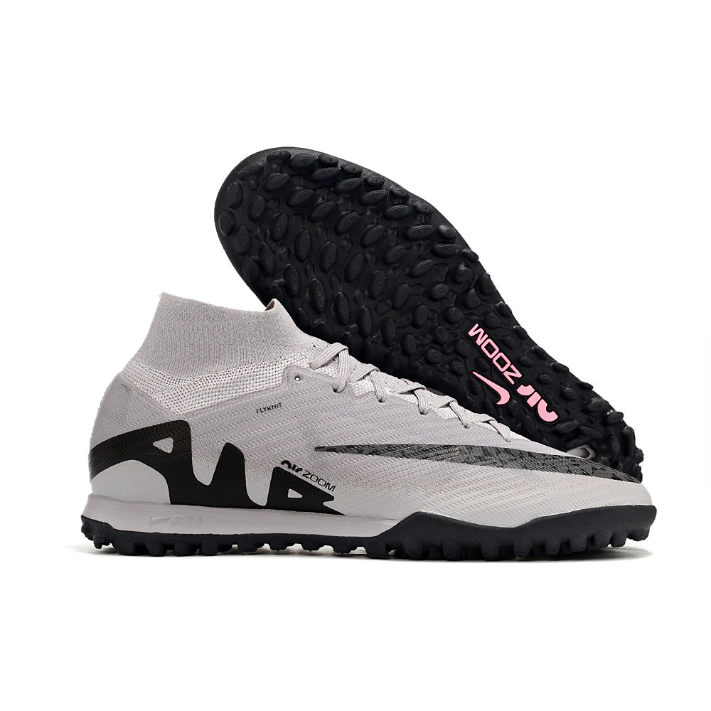Chuteira Society Nike Air Zoom Mercurial Superfly 9 Elite TF Prata e Preta 