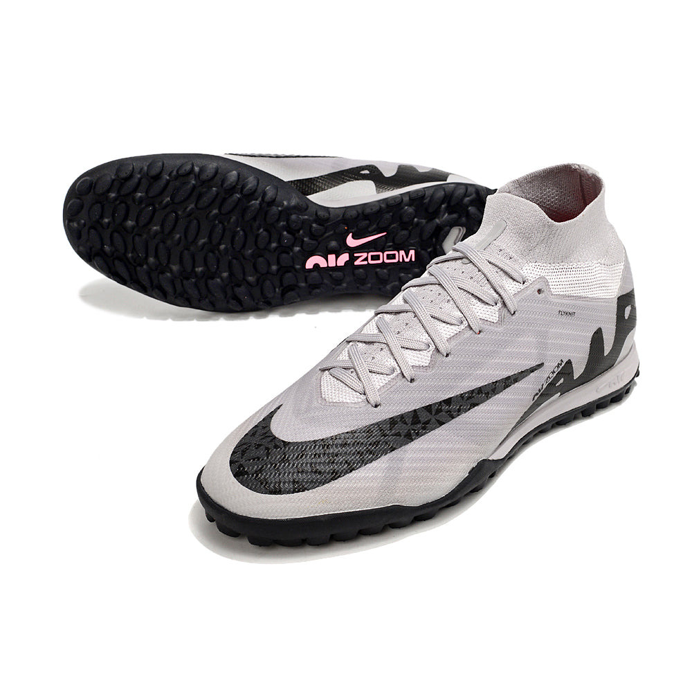 Chuteira Society Nike Air Zoom Mercurial Superfly 9 Elite TF Prata e Preta 