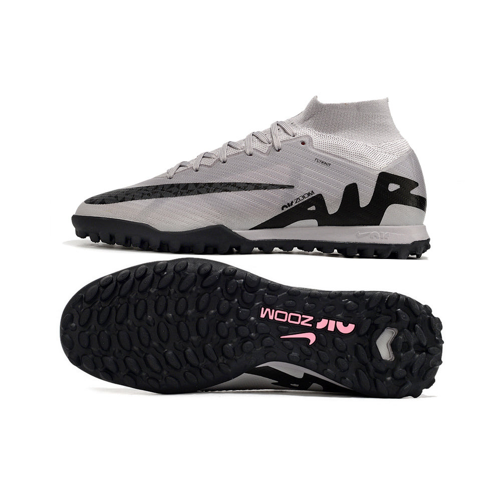 Chuteira Society Nike Air Zoom Mercurial Superfly 9 Elite TF Prata e Preta 