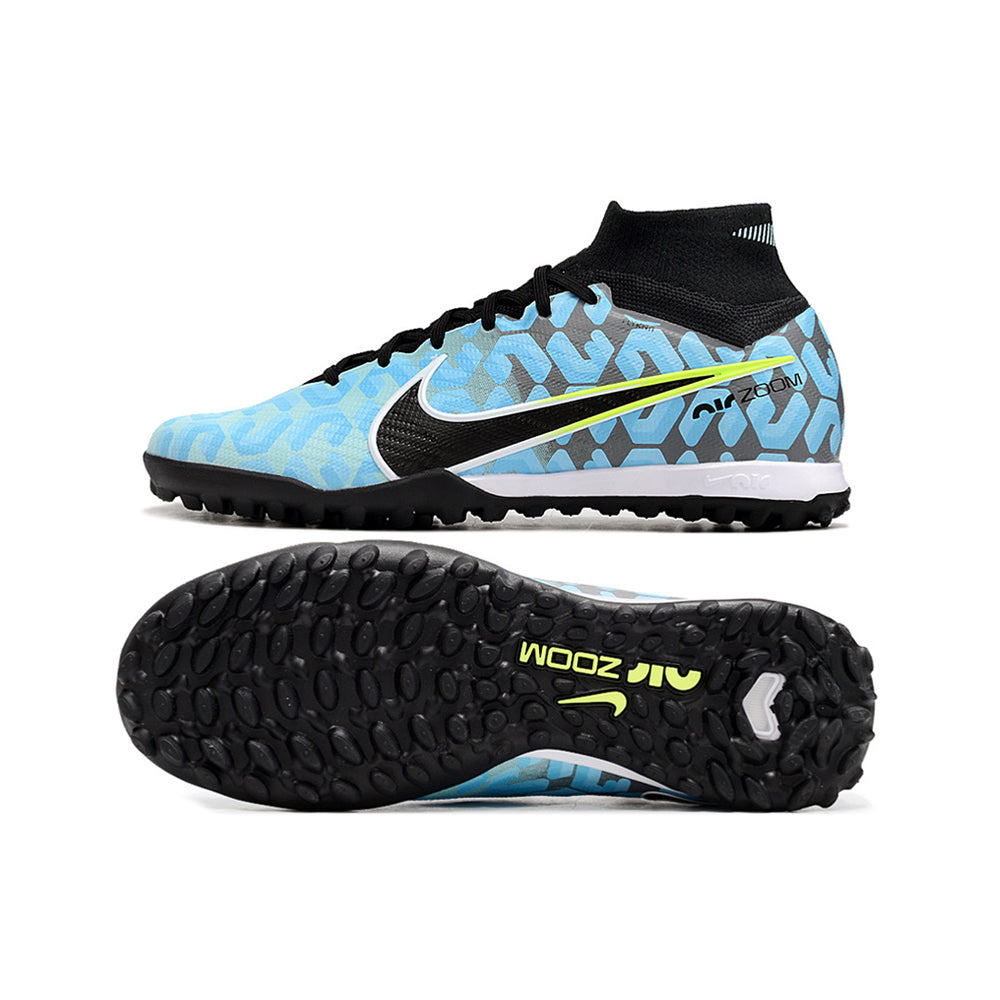 Chuteira Society Nike Air Zoom Mercurial Superfly 9 Elite TF Preta e Azul