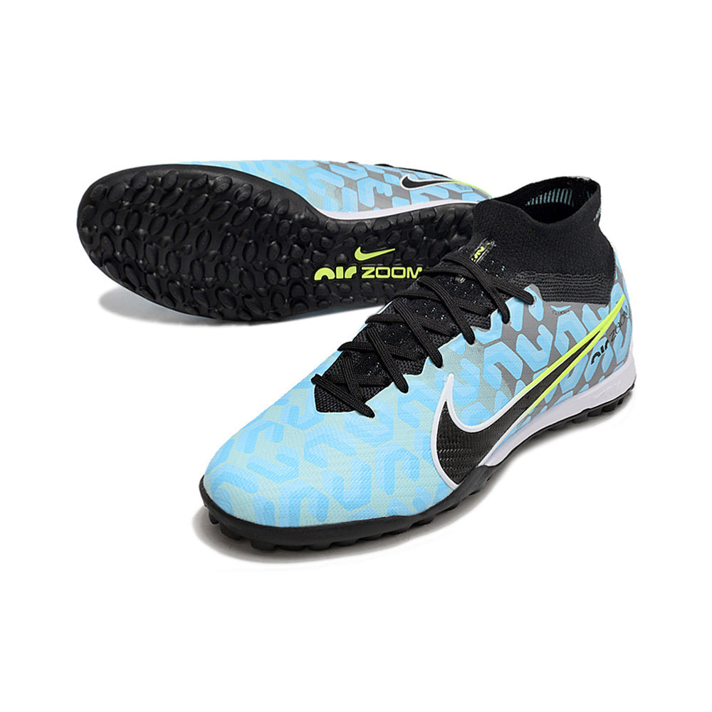 Chuteira Society Nike Air Zoom Mercurial Superfly 9 Elite TF Preta e Azul