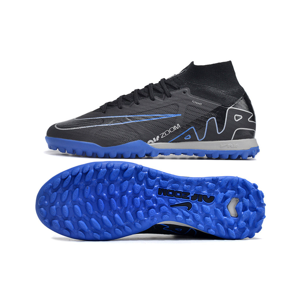 Chuteira Society Nike Air Zoom Mercurial Superfly 9 Elite TF Preta e Azul 