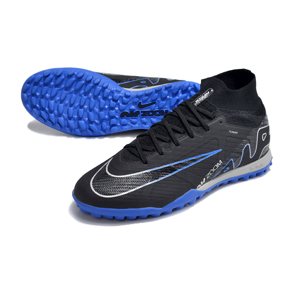 Chuteira Society Nike Air Zoom Mercurial Superfly 9 Elite TF Preta e Azul 