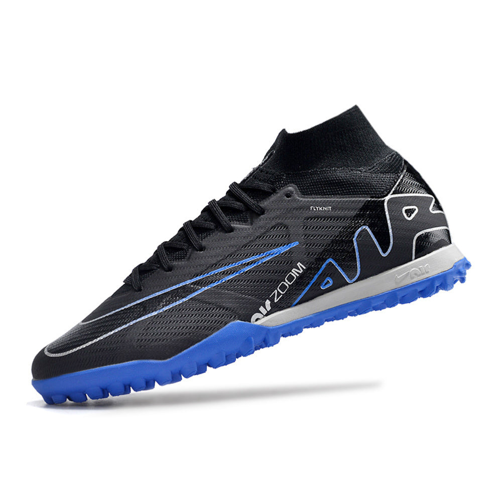 Chuteira Society Nike Air Zoom Mercurial Superfly 9 Elite TF Preta e Azul 