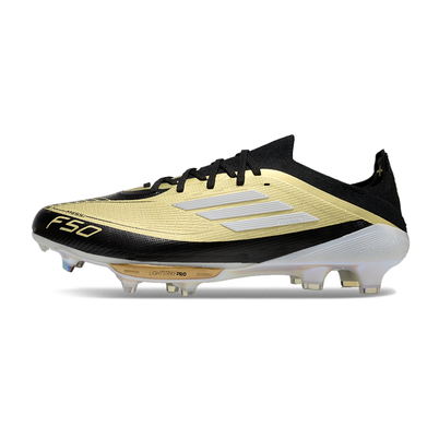 Chuteira Campo Adidas F50+ FG Messi Dourada e Preto 