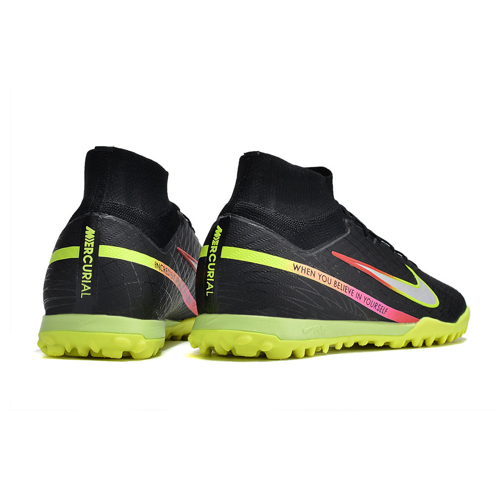 Chuteira Society Nike Air Zoom Mercurial Superfly 9 Elite TF Preta e Colorida