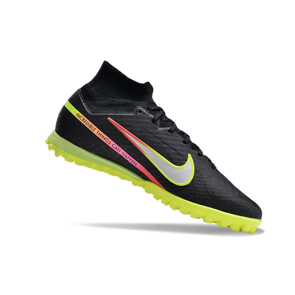 Chuteira Society Nike Air Zoom Mercurial Superfly 9 Elite TF Preta e Colorida