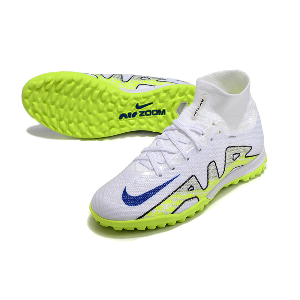 Chuteira Society Nike Air Zoom Mercurial Superfly 9 TF Elite Branca e Verde