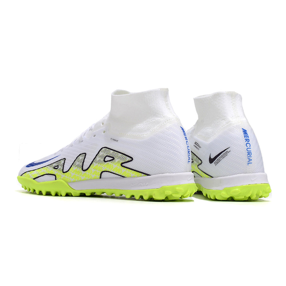 Chuteira Society Nike Air Zoom Mercurial Superfly 9 TF Elite Branca e Verde
