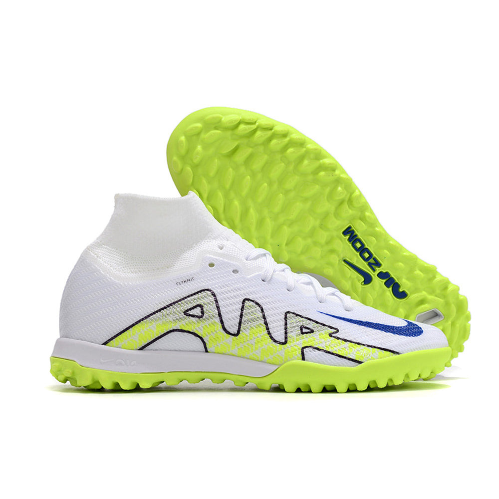 Chuteira Society Nike Air Zoom Mercurial Superfly 9 TF Elite Branca e Verde