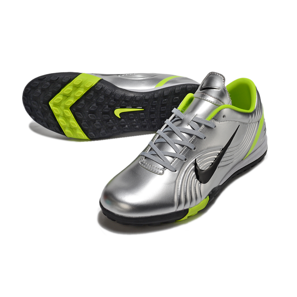 Chuteira Society Nike Air Zoom Mercurial Vapor 1 Elite TF Prata e Verde 