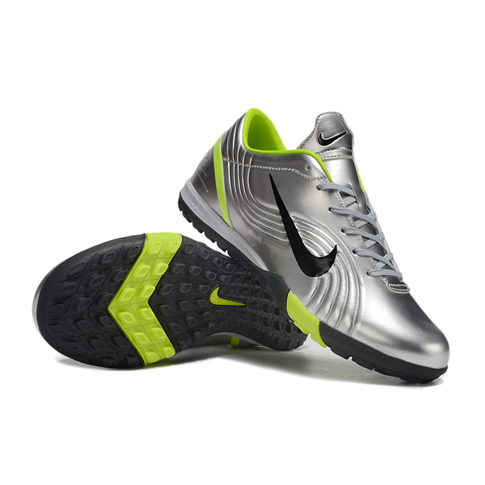 Chuteira Society Nike Air Zoom Mercurial Vapor 1 Elite TF Prata e Verde 