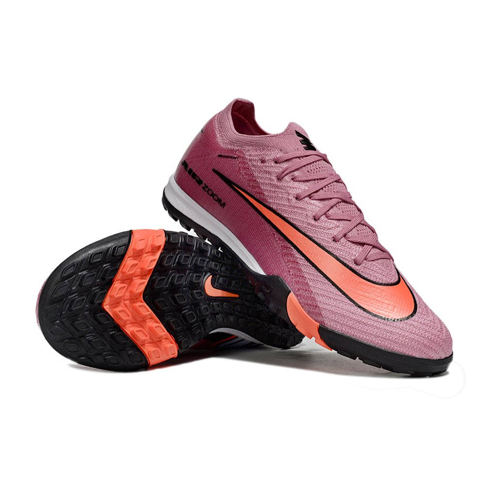Chuteira Society Nike Air Zoom Mercurial Vapor 10 Elite TF Rosê e Laranja