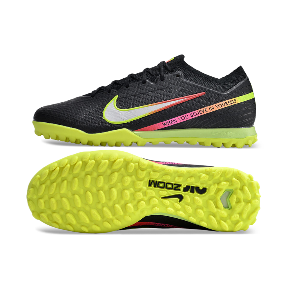 Chuteira Society Nike Air Zoom Mercurial Vapor 15 Elite FG Preta e Colorida