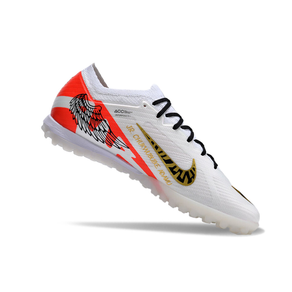 Chuteira Society Nike Air Zoom Mercurial Vapor 15 Elite TF Branca e Dourada