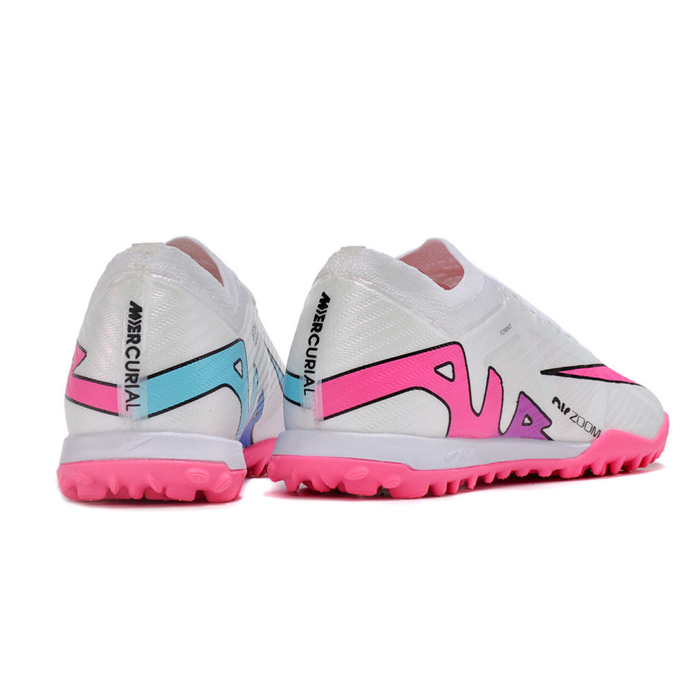 Chuteira Society Nike Air Zoom Mercurial Vapor 15 Elite TF Branca e Rosa