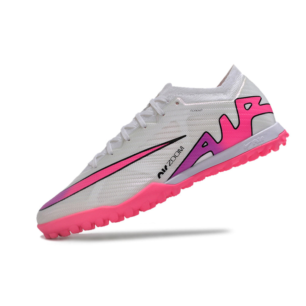 Chuteira Society Nike Air Zoom Mercurial Vapor 15 Elite TF Branca e Rosa