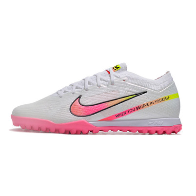 Chuteira Society Nike Air Zoom Mercurial Vapor 15 Elite TF Branca e Rosa 