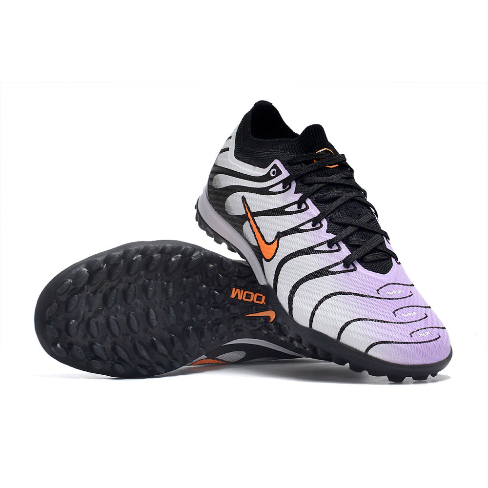 Chuteira Society Nike Air Zoom Mercurial Vapor 15 Elite TF Branca, Roxa e Preta
