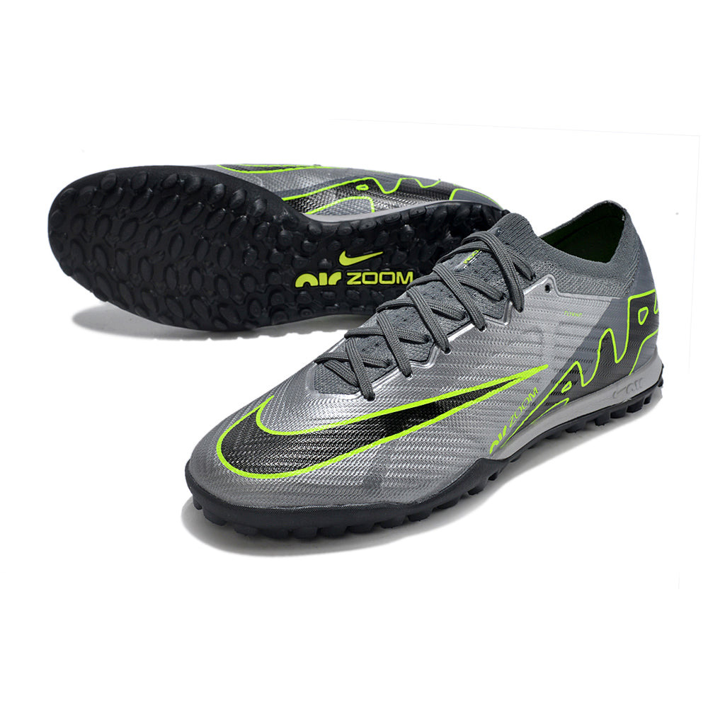 Chuteira Society Nike Air Zoom Mercurial Vapor 15 Elite TF Cinza e Verde