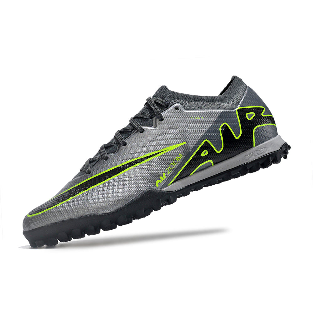 Chuteira Society Nike Air Zoom Mercurial Vapor 15 Elite TF Cinza e Verde