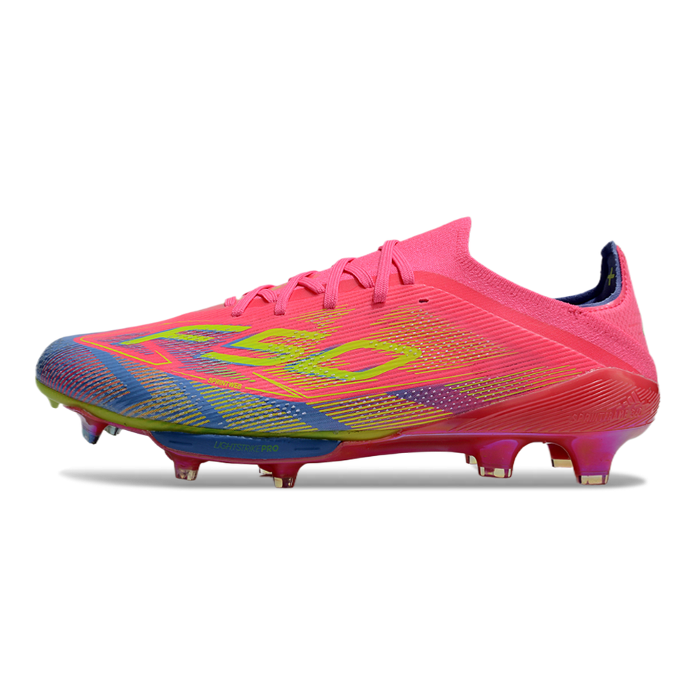 Chuteira Campo Adidas F50+ FG Rosa, Azul e Verde