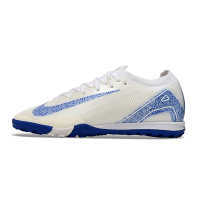 Chuteira Society Nike Air Zoom Mercurial Vapor 16 Elite TF Branca e Azul 