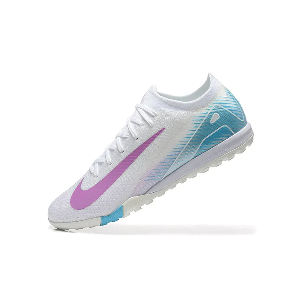 Chuteira Society Nike Air Zoom Mercurial Vapor 16 Elite TF Branca, Azul e Roxo