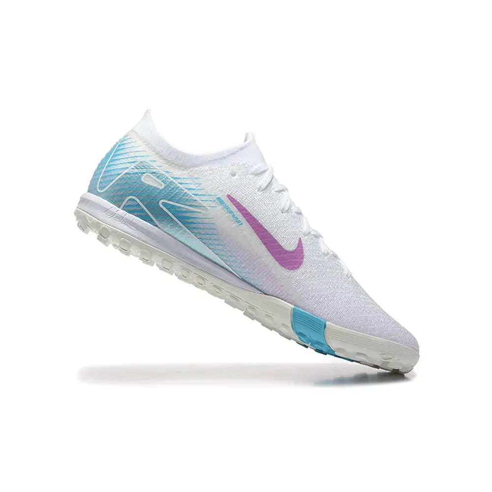 Chuteira Society Nike Air Zoom Mercurial Vapor 16 Elite TF Branca, Azul e Roxo