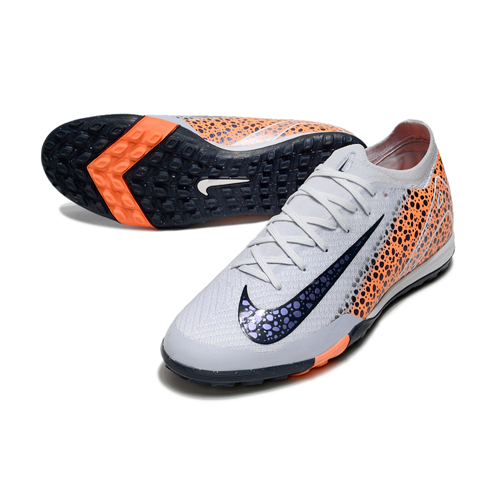 Chuteira Society Nike Air Zoom Mercurial Vapor 16 Elite TF Branca, Laranja e Preto 